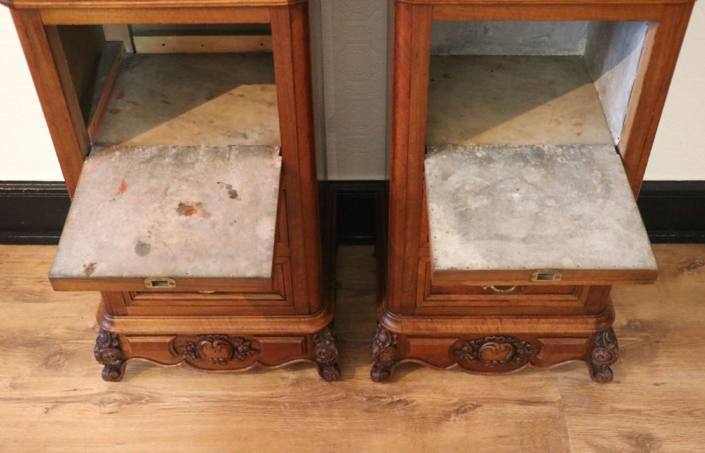A truly stunning, wonderful & rare pair of 19th Century French bedside cabinets!   View XVII