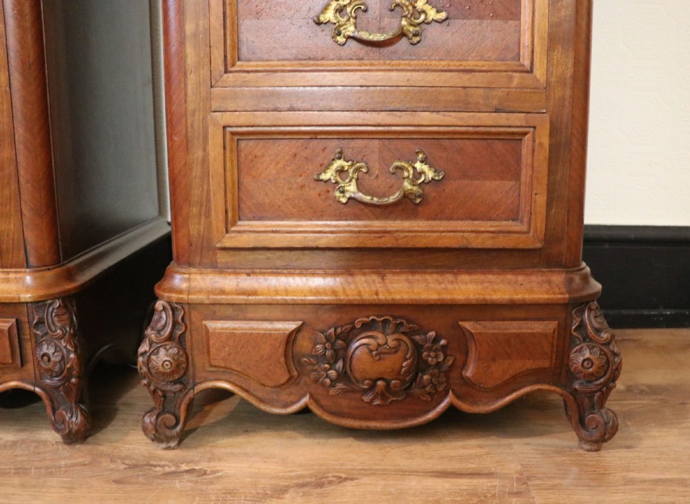 A truly stunning, wonderful & rare pair of 19th Century French bedside cabinets!   View XVIII