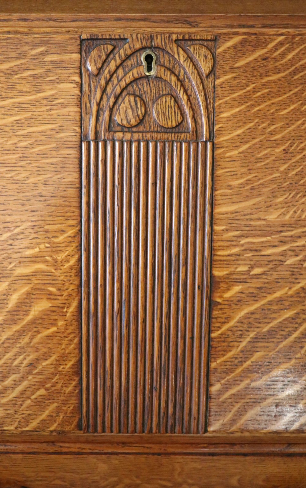 A lovely 1930s golden oak bureau.  View XII