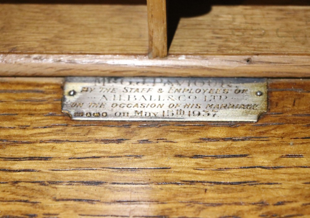 A lovely 1930s golden oak bureau.  View XIX