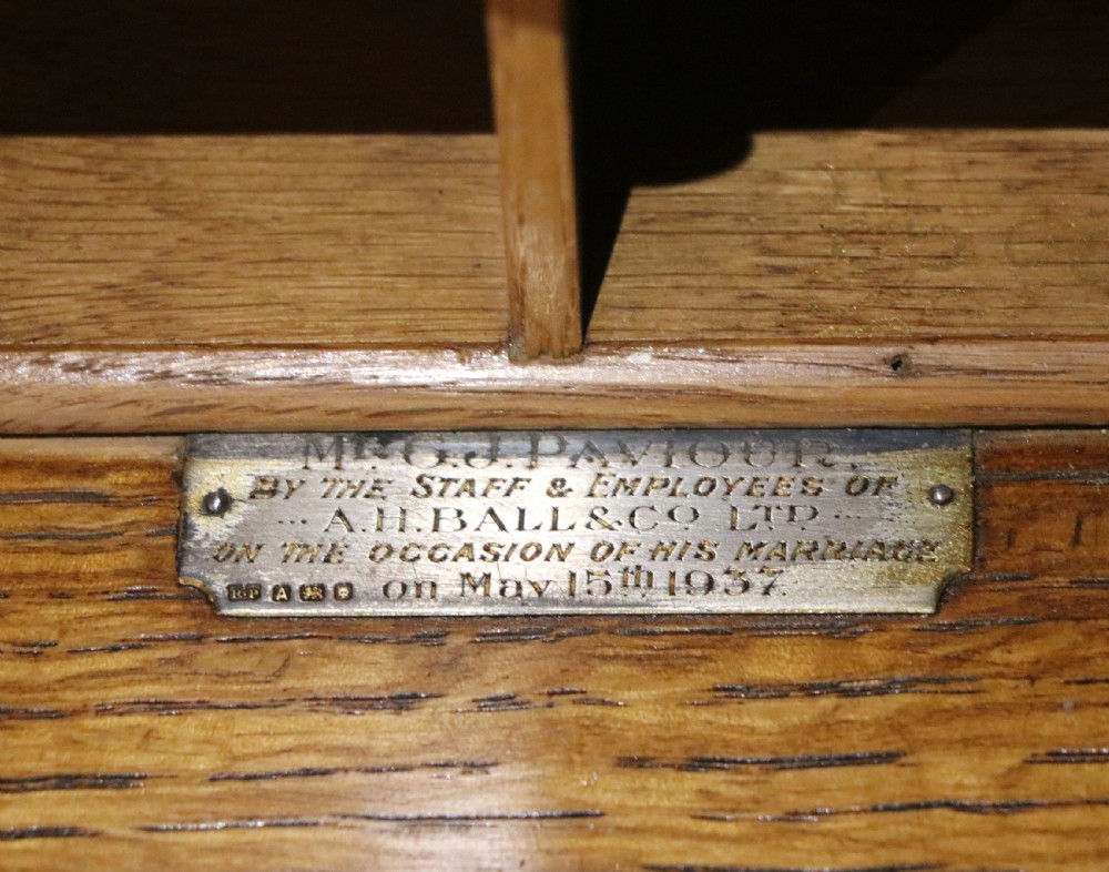 A lovely 1930s golden oak bureau.  View XX