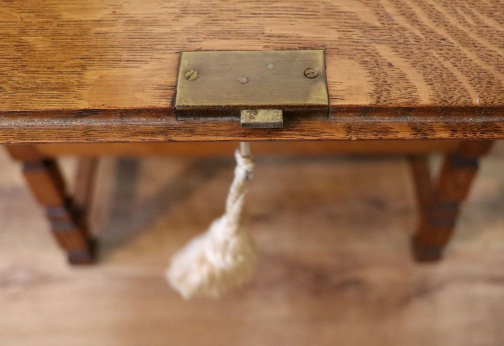 A lovely 1930s golden oak bureau.  View XXI
