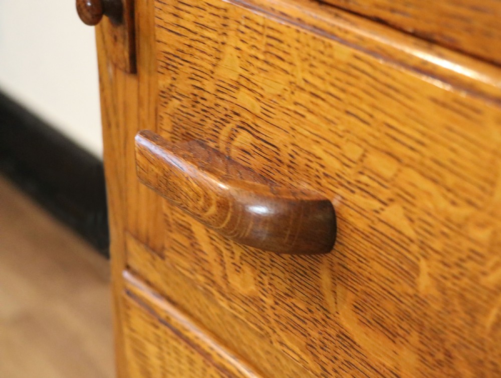 A lovely 1930s golden oak bureau.  View XXIV