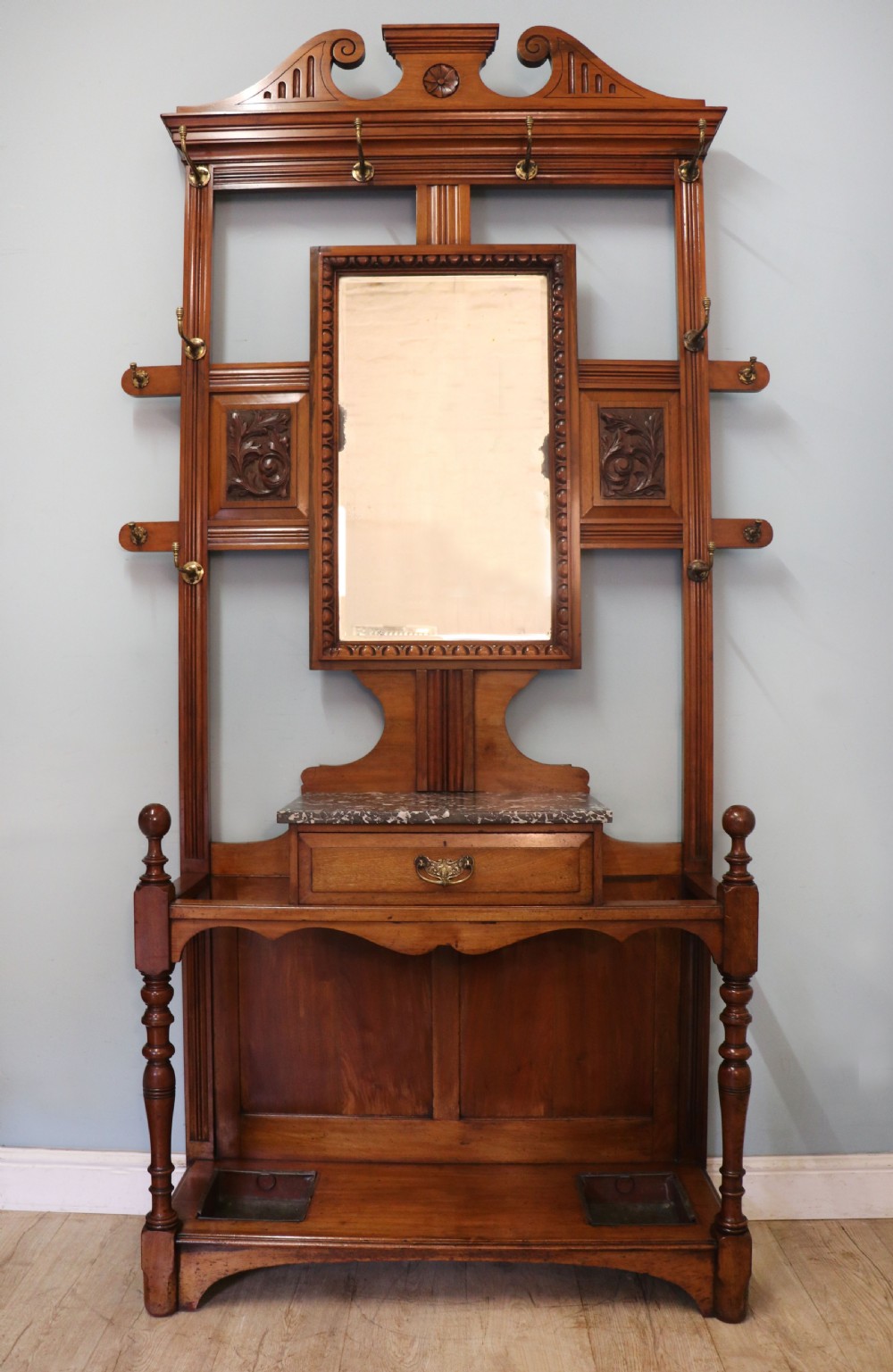 A late Victorian American walnut hallstand.