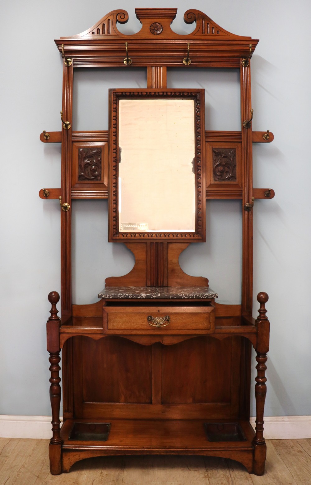 A late Victorian American walnut hallstand. View II