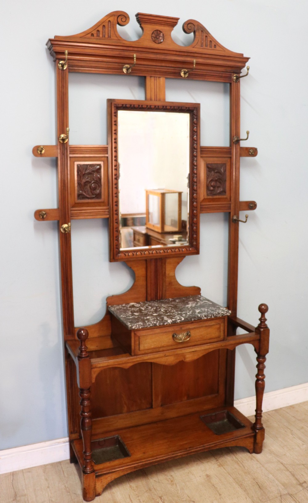 A late Victorian American walnut hallstand. View III