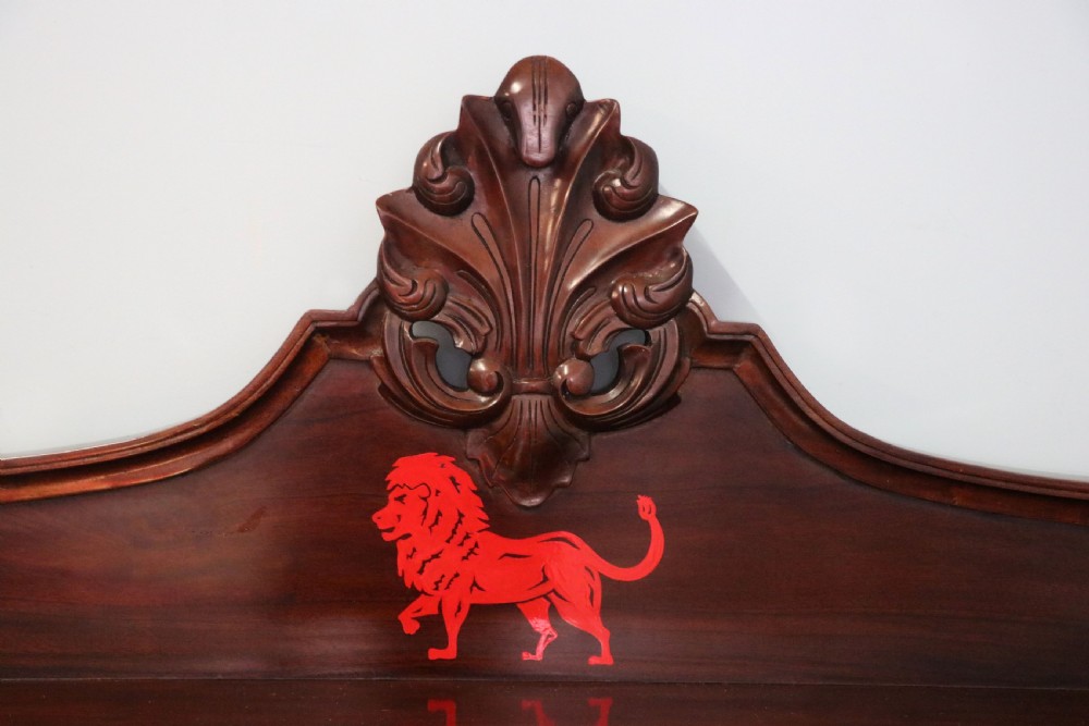 A Victorian mahogany chiffonier sideboard featuring hand-painted Red Lion pub lettering on the upper shelf back and lower cupboard doors. View VIII
