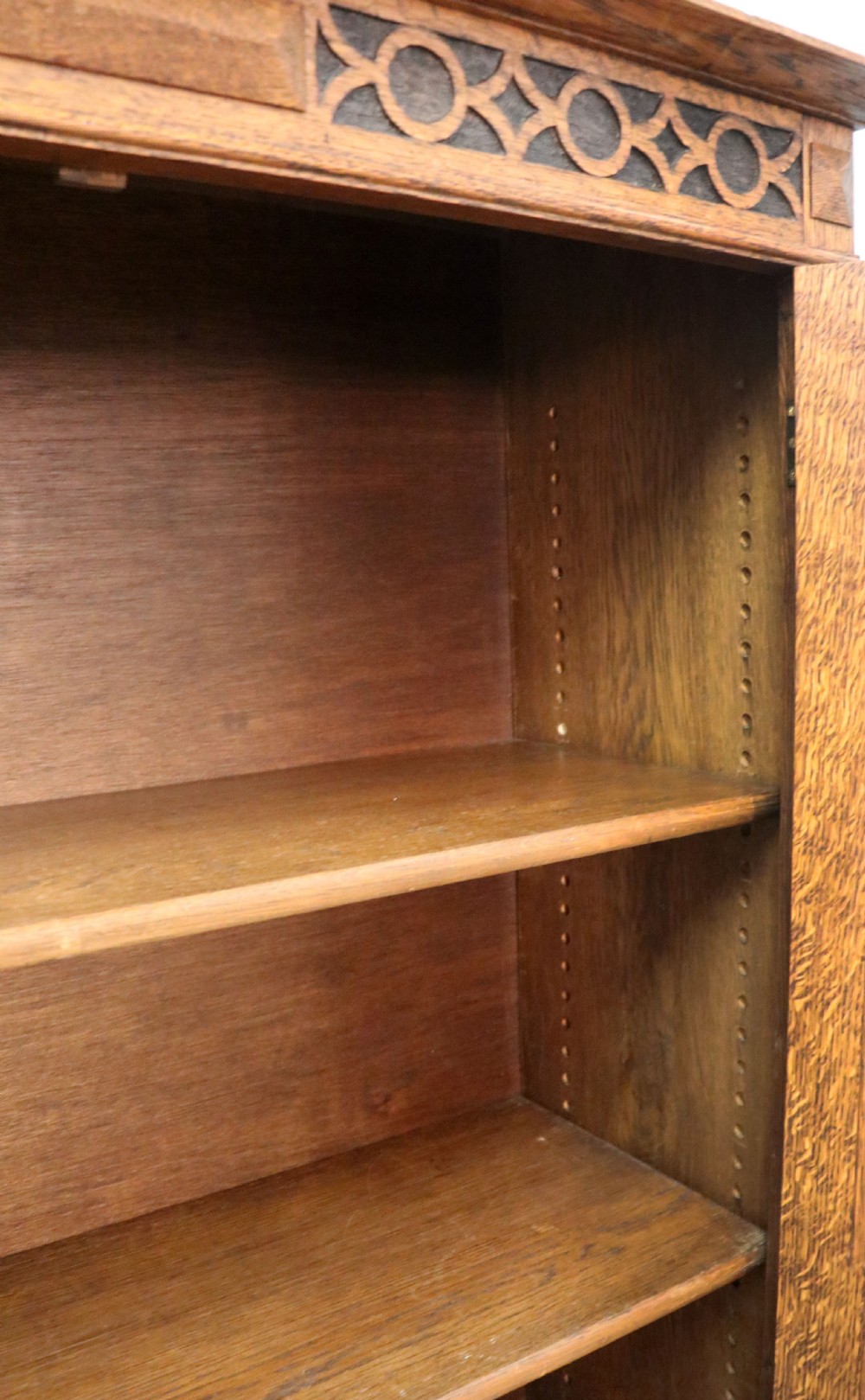 A simply charming 1930’s oak framed and glazed two door bookcase or display cabinet. View XXVII