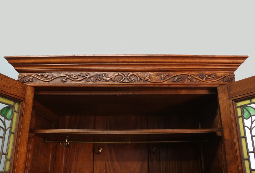 A truly wonderful late 19th century ‘one off’ craftsman built light oak wardrobe.  View V