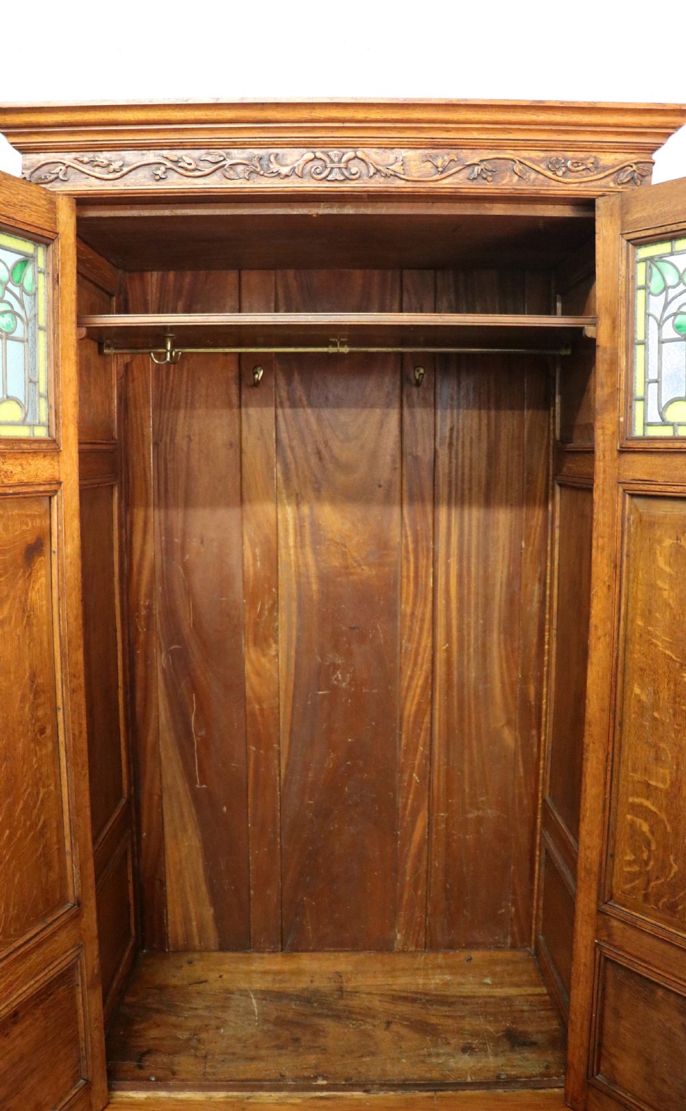A truly wonderful late 19th century ‘one off’ craftsman built light oak wardrobe.  View XXV