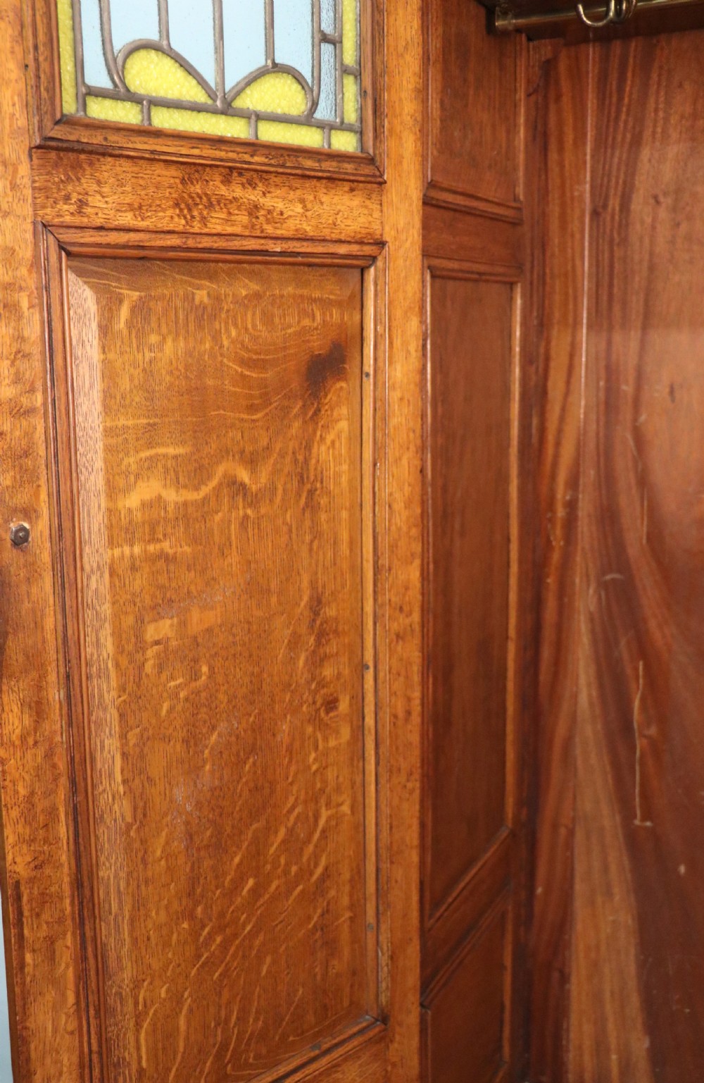 A truly wonderful late 19th century ‘one off’ craftsman built light oak wardrobe.  View XXVIII