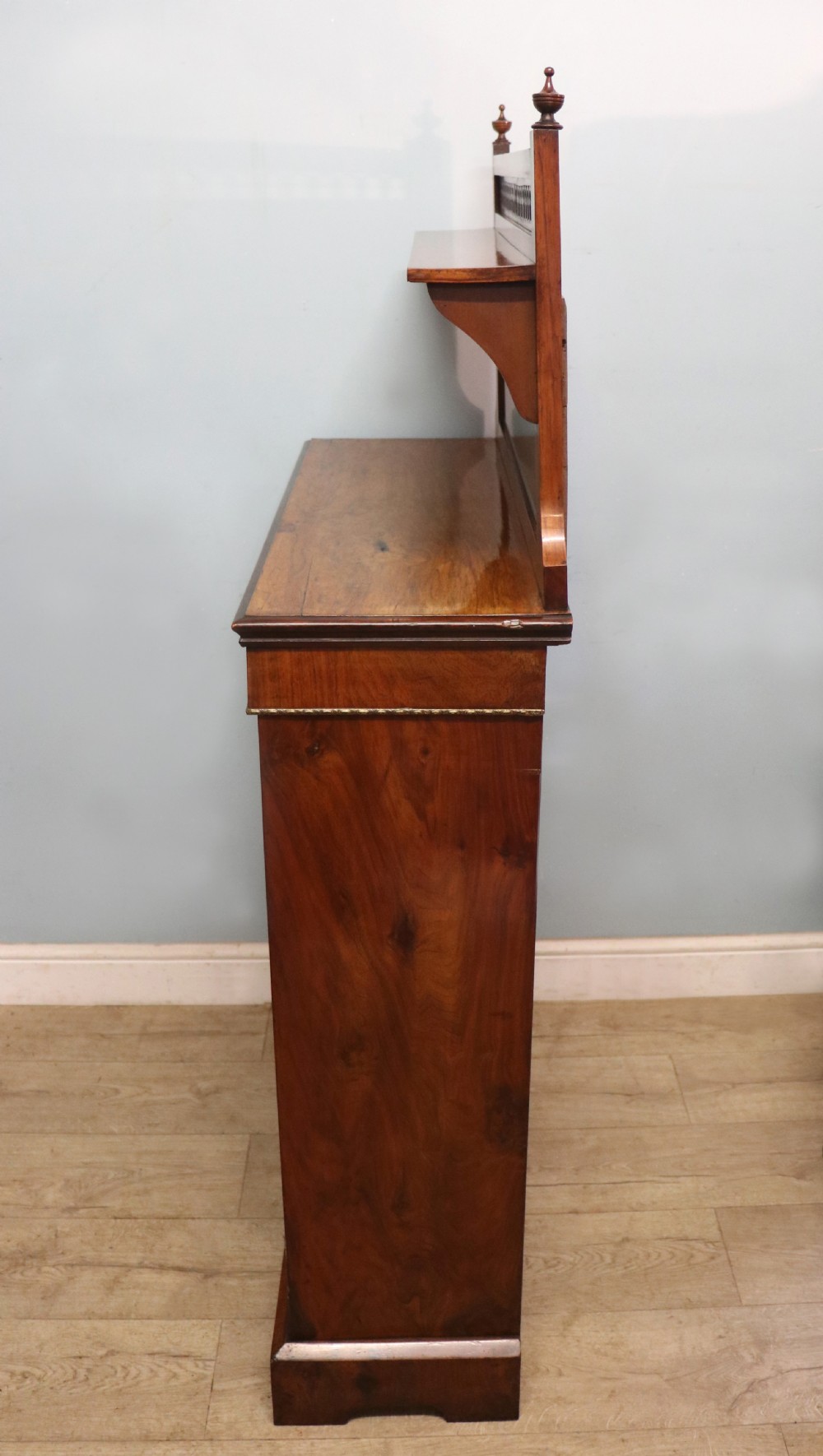 A lovely late Victorian walnut veneered and inlaid bookcase or display cabinet.  View V
