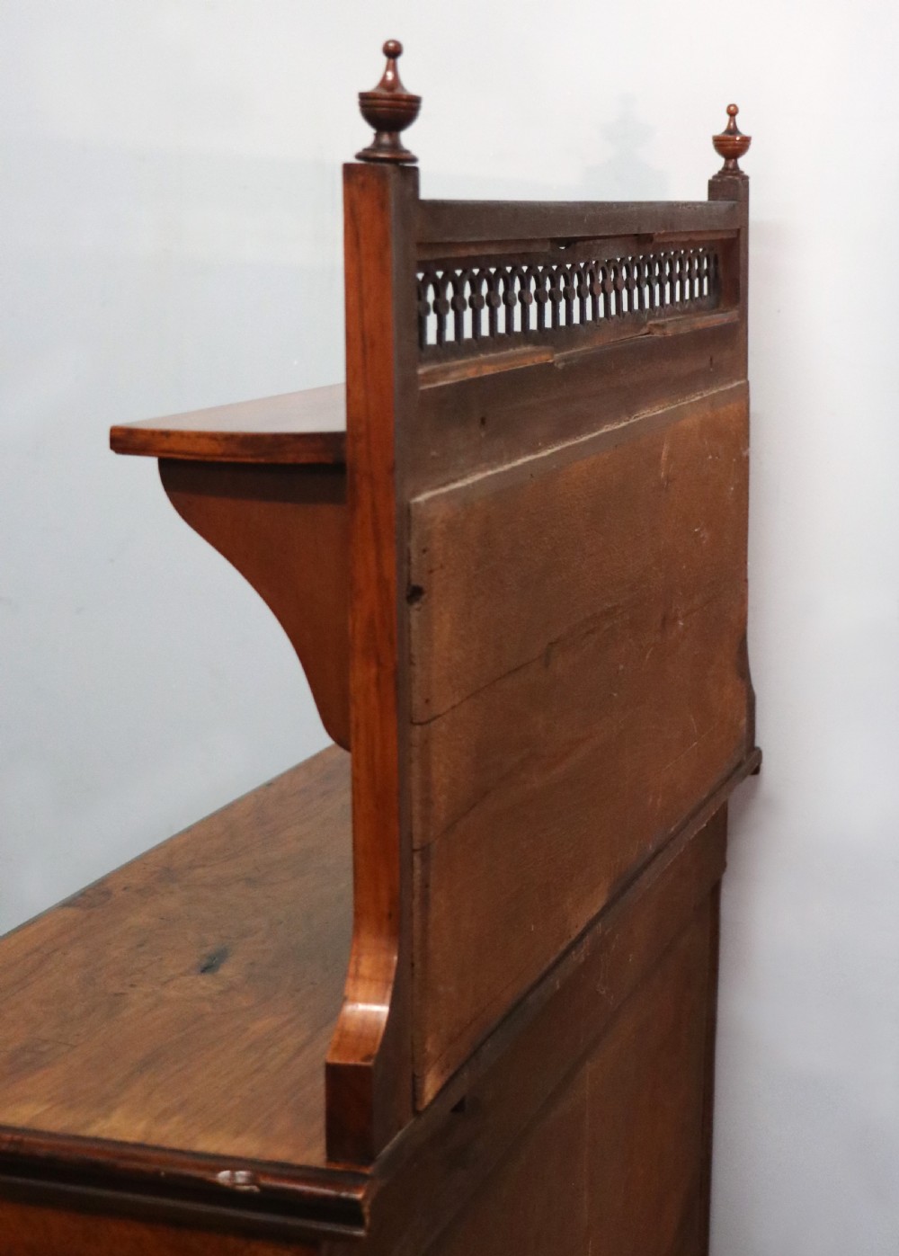 A lovely late Victorian walnut veneered and inlaid bookcase or display cabinet.  View XIV