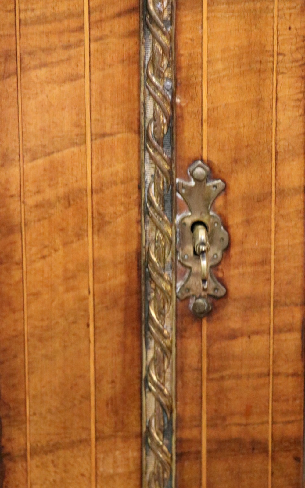 A lovely late Victorian walnut veneered and inlaid bookcase or display cabinet.  View XXI