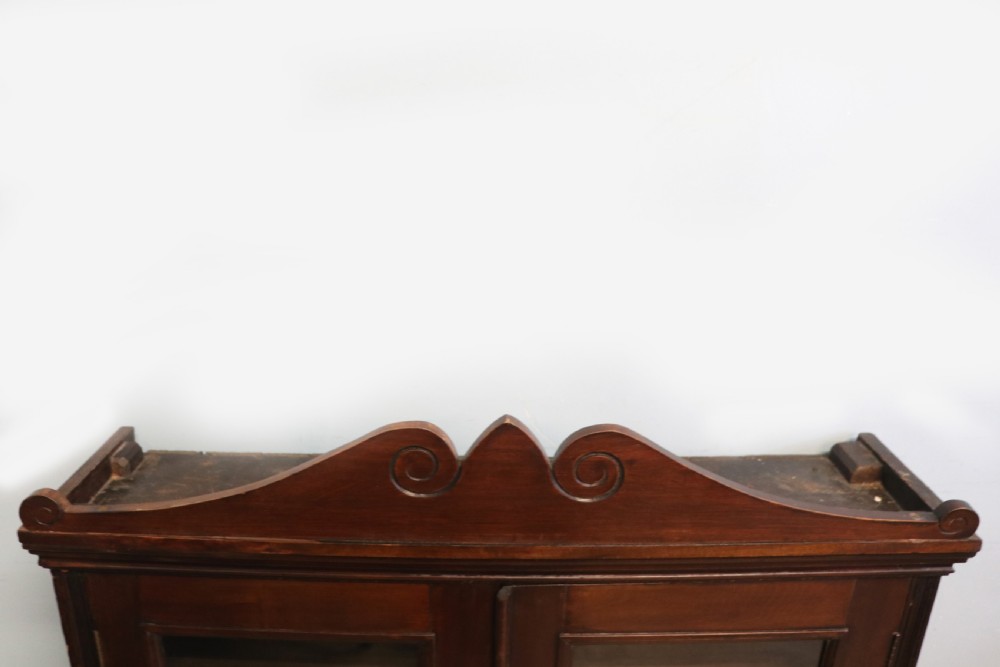 A late Victorian mahogany bookcase or display cabinet, later hand sign written for Fry’s cocoa and chocolate.  View VIII