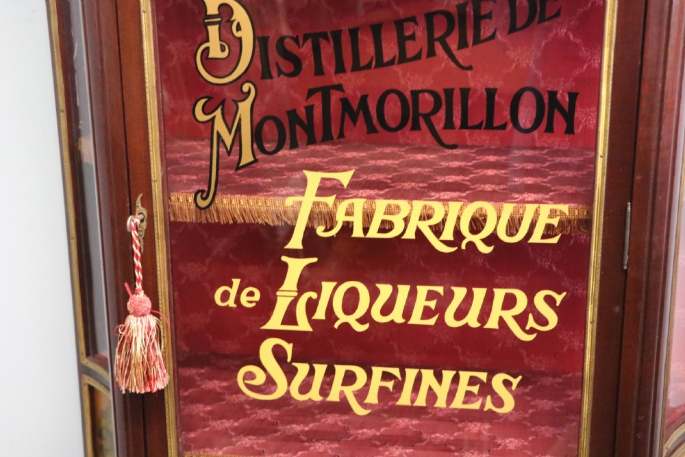 A very fine 20th century Vernis Martin style vitrine display cabinet, later sign written for Leon Dardant distillery of Vienna. View VIII