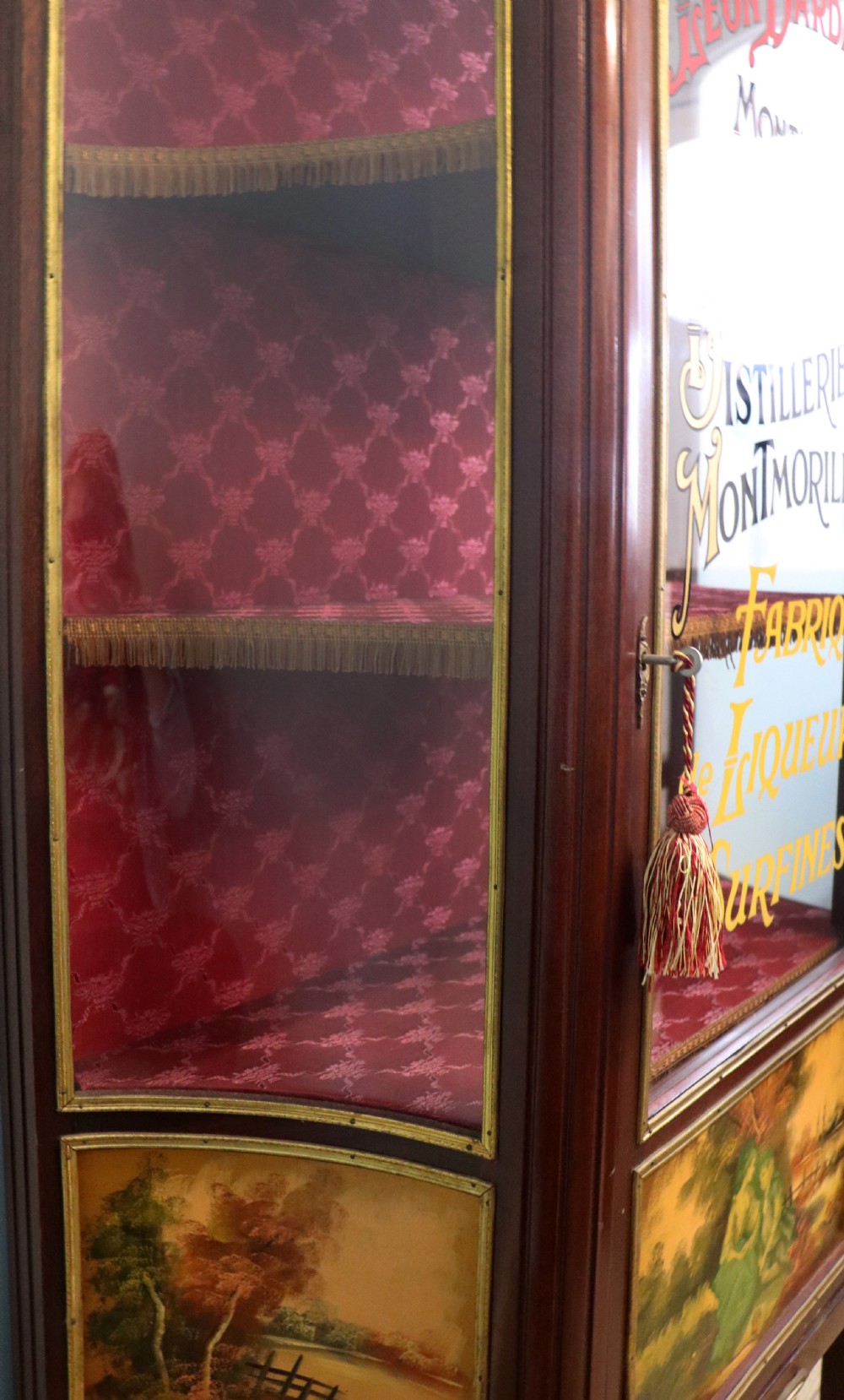 A very fine 20th century Vernis Martin style vitrine display cabinet, later sign written for Leon Dardant distillery of Vienna. View XVI
