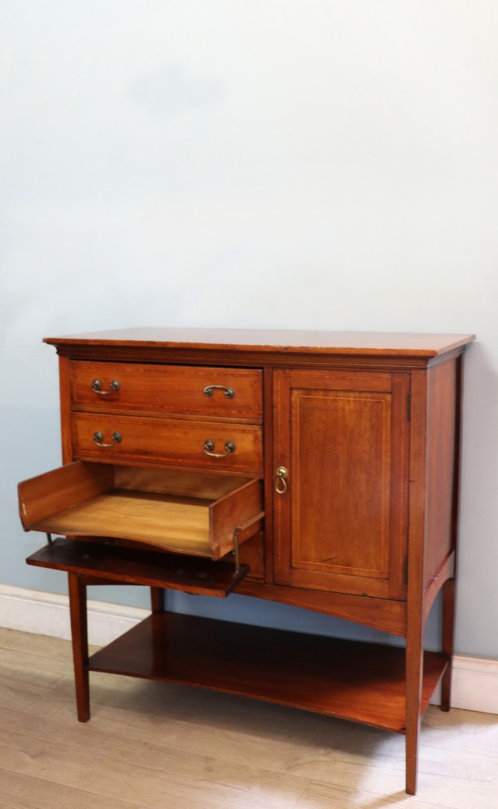 A wonderful early 20th century mahogany and inlaid combination music cabinet and cupboard. View XII