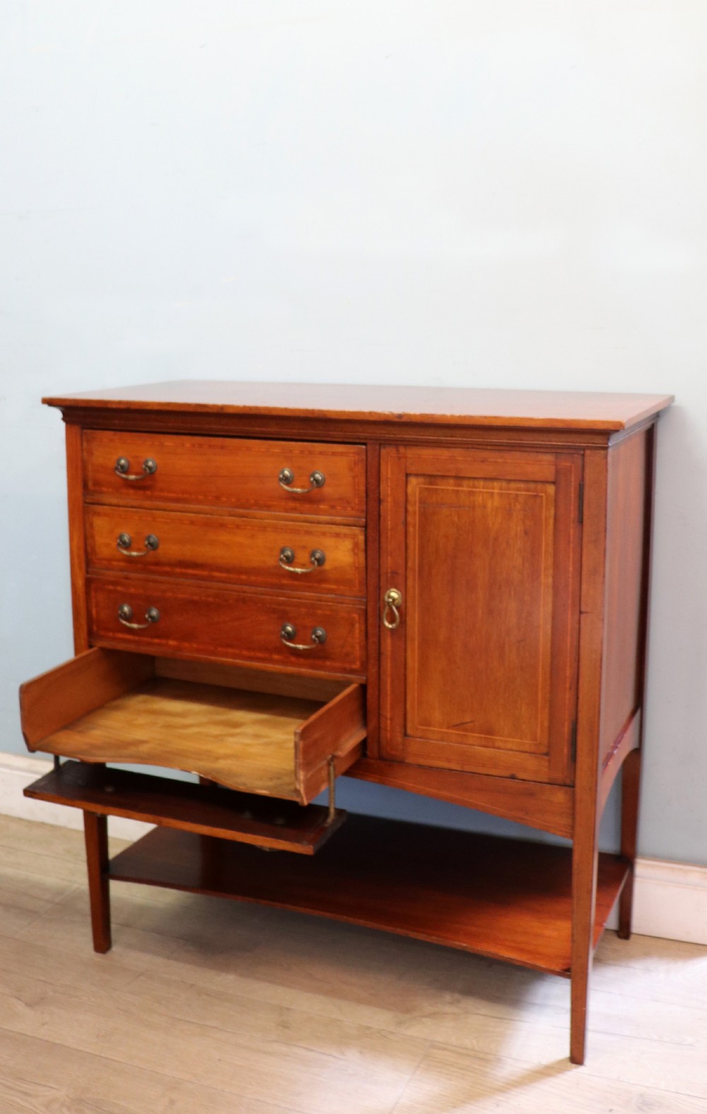 A wonderful early 20th century mahogany and inlaid combination music cabinet and cupboard. View XIII