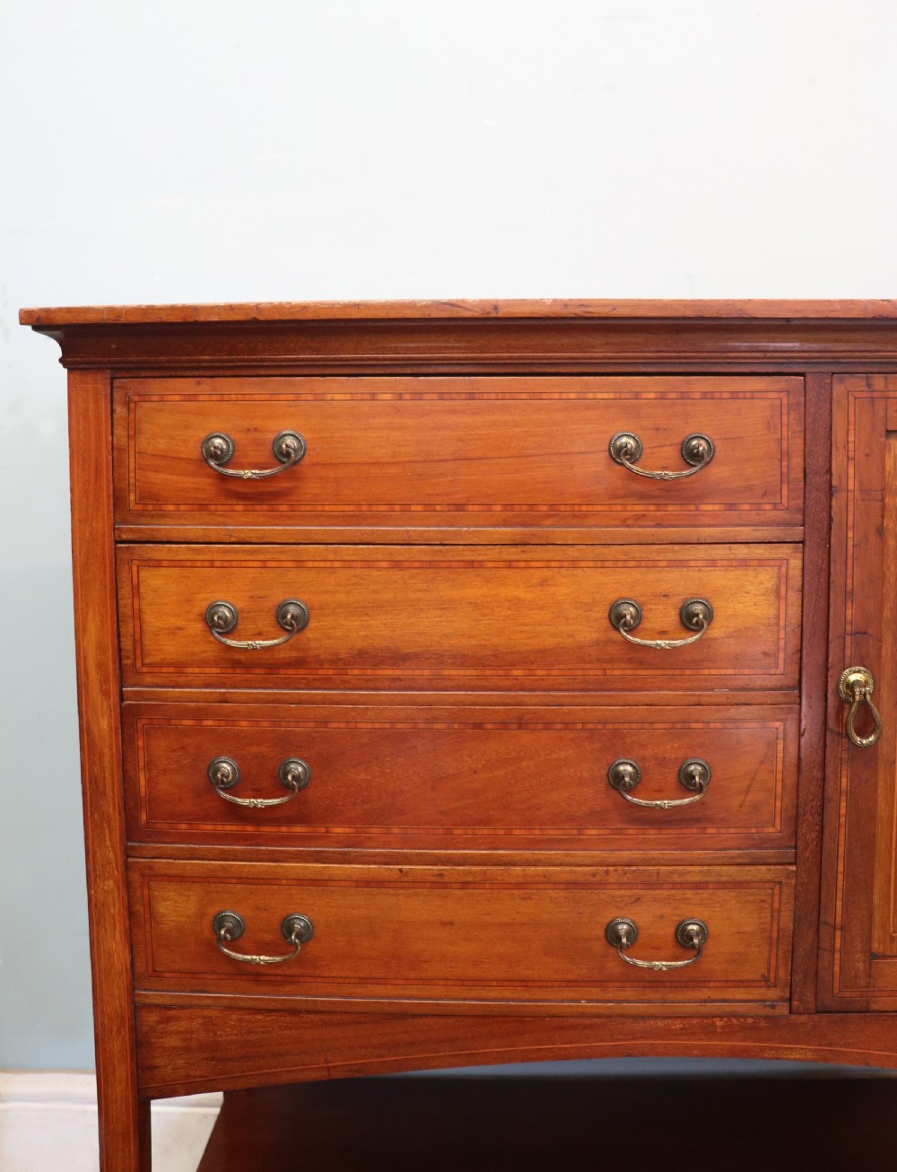 A wonderful early 20th century mahogany and inlaid combination music cabinet and cupboard. View XIV