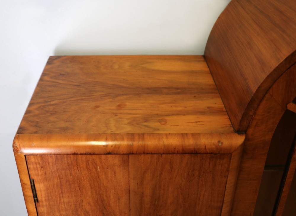An absolutely lovely & unusual early 20th century walnut veneered side or display cabinet. View X