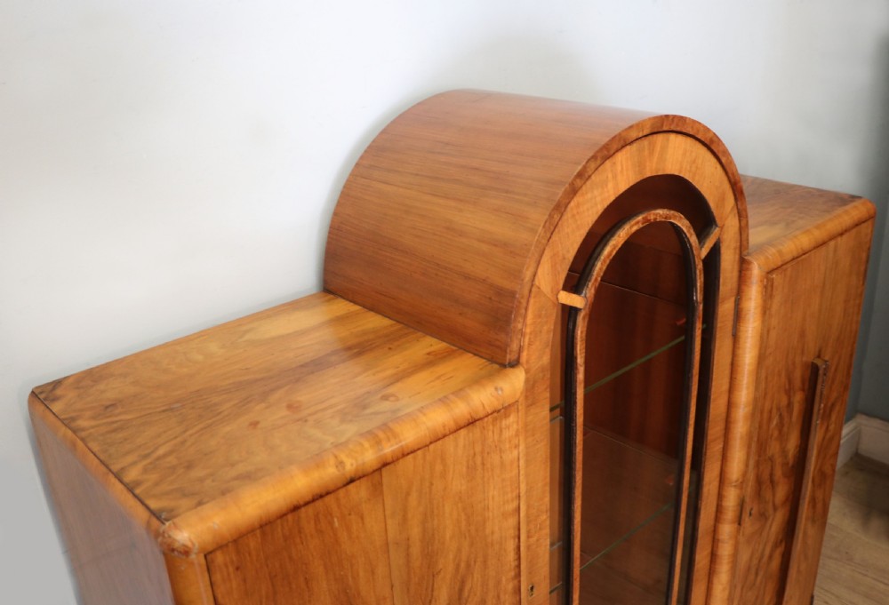 An absolutely lovely & unusual early 20th century walnut veneered side or display cabinet. View XI
