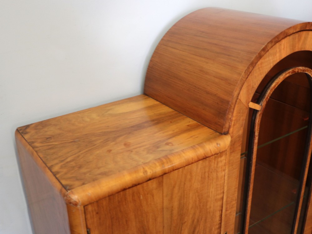 An absolutely lovely & unusual early 20th century walnut veneered side or display cabinet. View XIII
