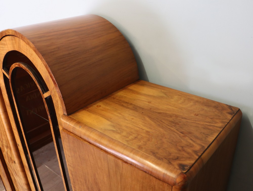 An absolutely lovely & unusual early 20th century walnut veneered side or display cabinet. View XVIII