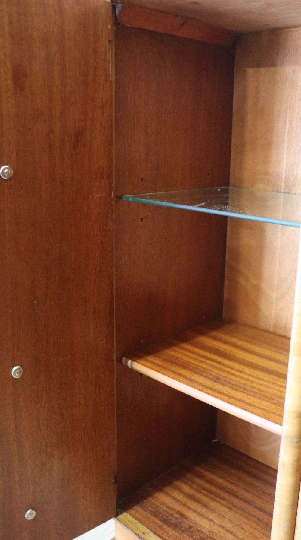 An absolutely lovely & unusual early 20th century walnut veneered side or display cabinet. View XXVII