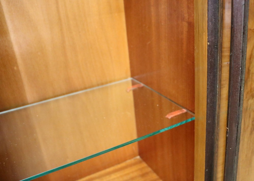 An absolutely lovely & unusual early 20th century walnut veneered side or display cabinet. View XXIX