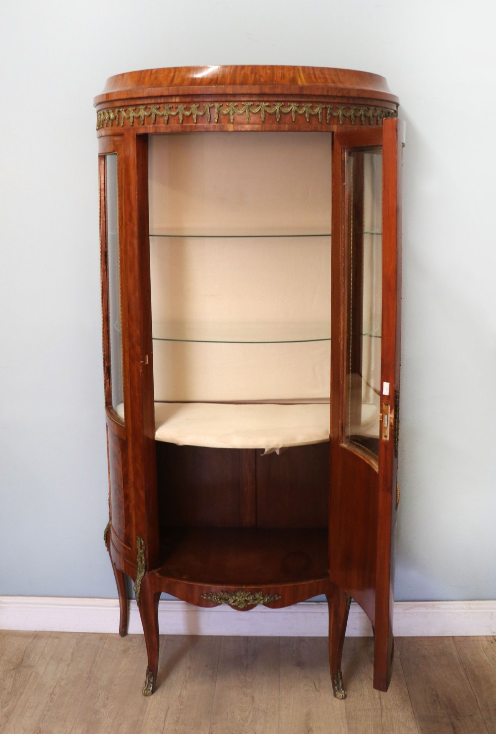  A lovely last century French mahogany vitrine display cabinet. View II