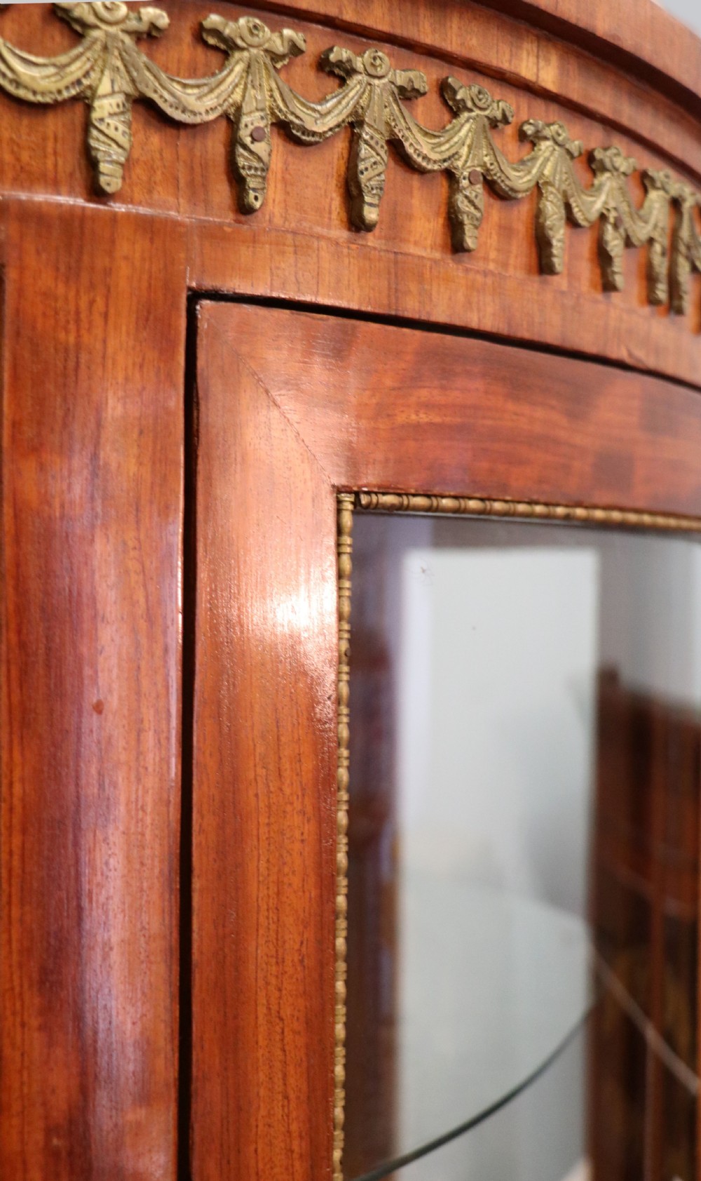  A lovely last century French mahogany vitrine display cabinet. View VIII