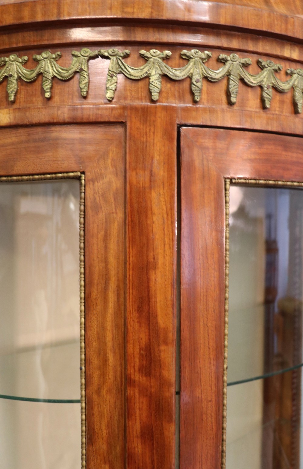  A lovely last century French mahogany vitrine display cabinet. View IX