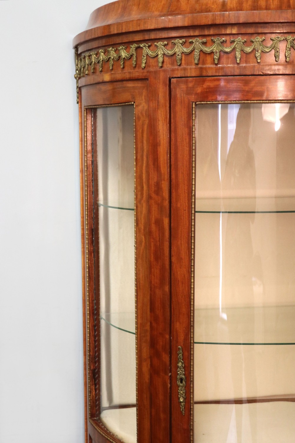  A lovely last century French mahogany vitrine display cabinet. View XVI
