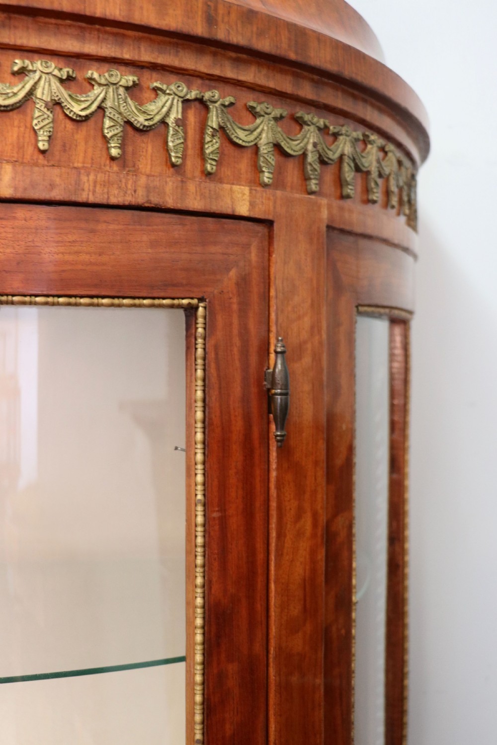  A lovely last century French mahogany vitrine display cabinet. View XIX