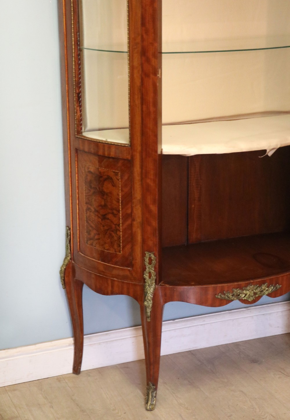  A lovely last century French mahogany vitrine display cabinet. View XXIX