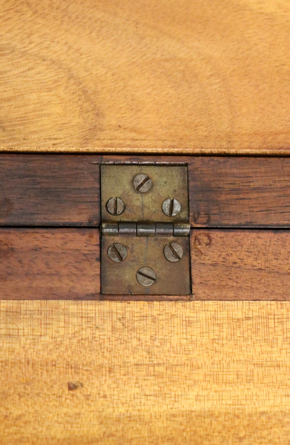 A brown walnut metamorphic writing desk featuring turned legs, side flaps, and an open top section exposing internal stationery compartments. View XXV