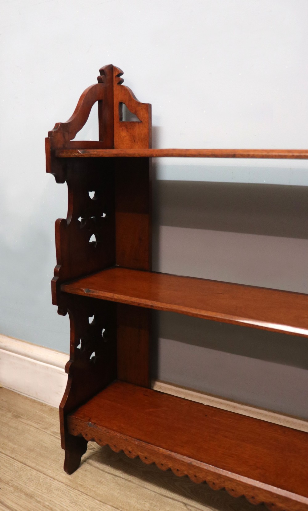  A lovely & very usable Victorian mahogany wall shelf. View VI