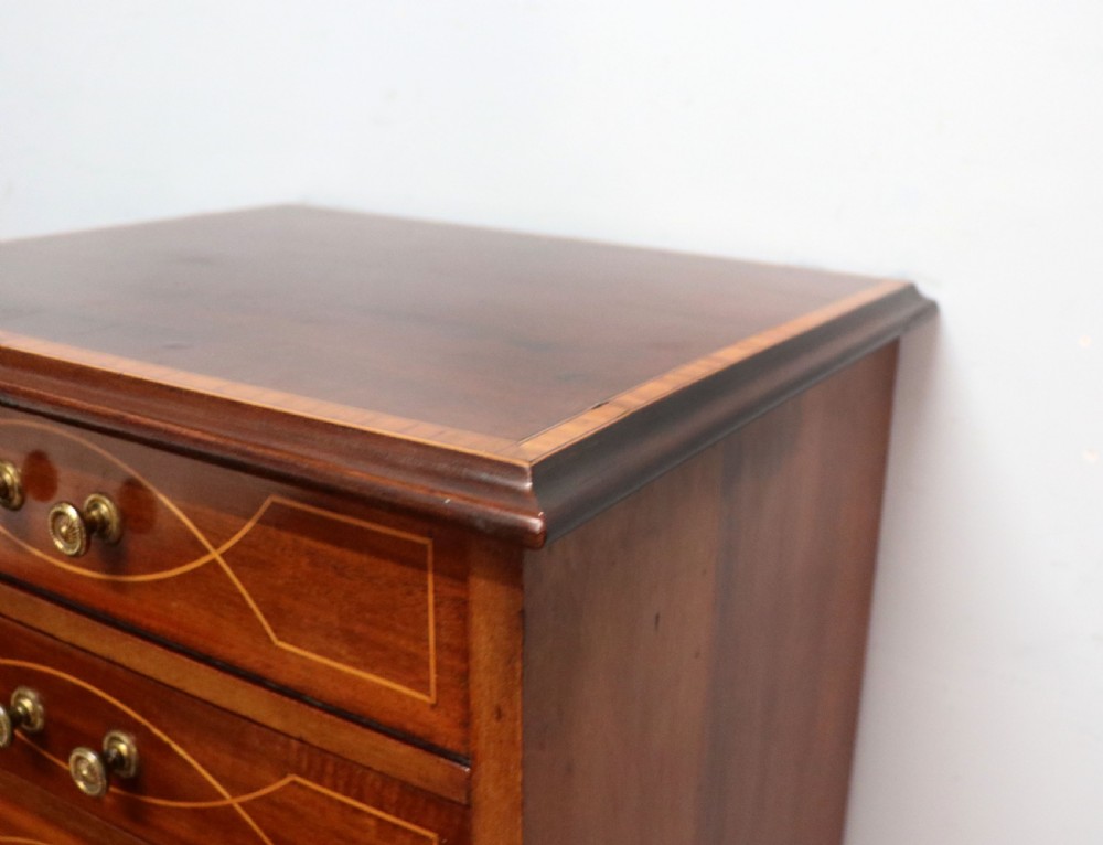 A lovely narrow mahogany and line inlaid music cabinet or chest of drawers View XIII
