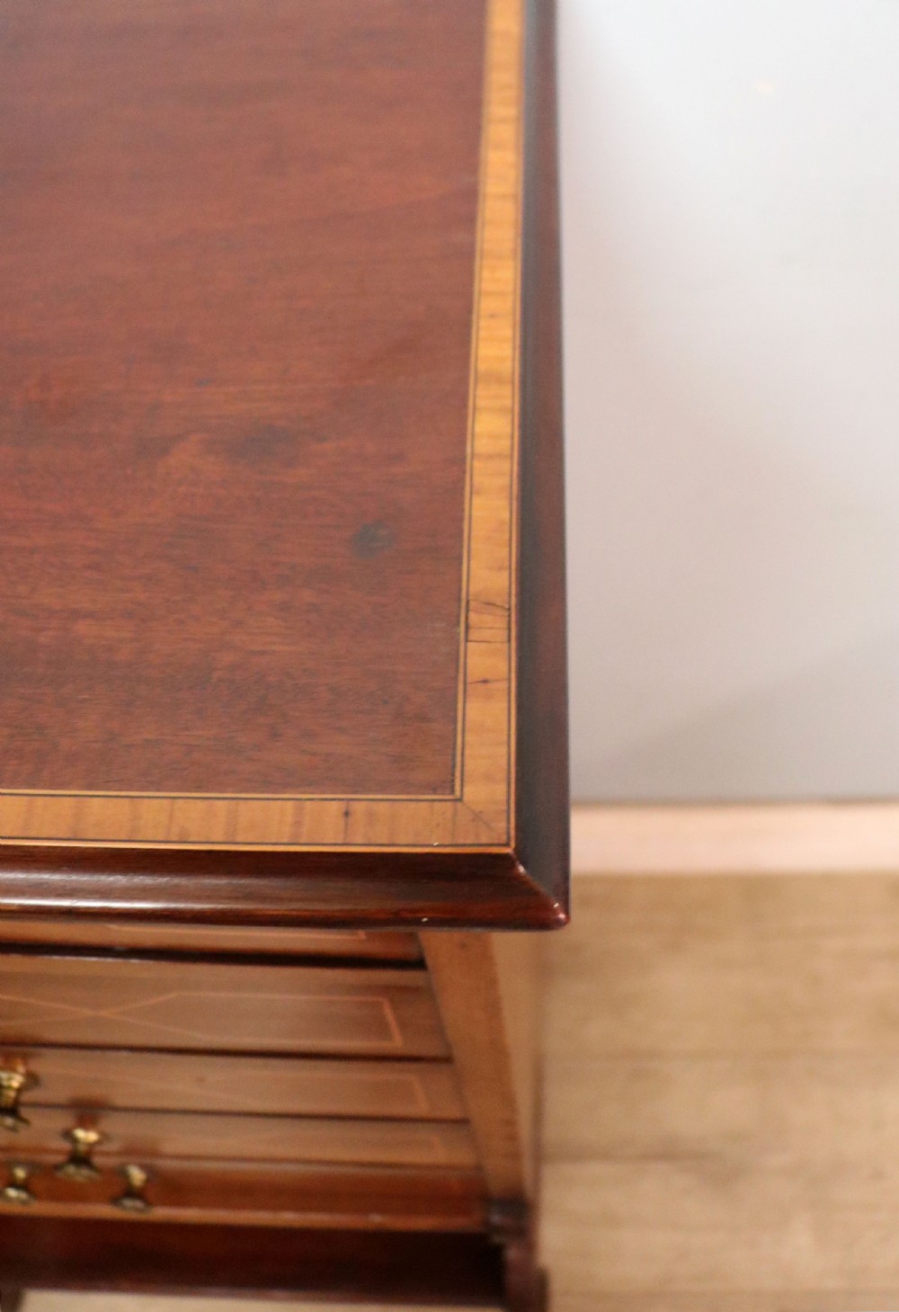 A lovely narrow mahogany and line inlaid music cabinet or chest of drawers View XIV