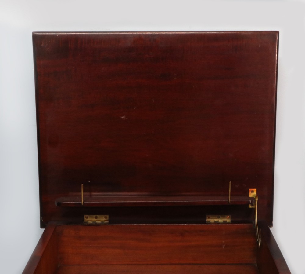 A lovely narrow mahogany and line inlaid music cabinet or chest of drawers View XV