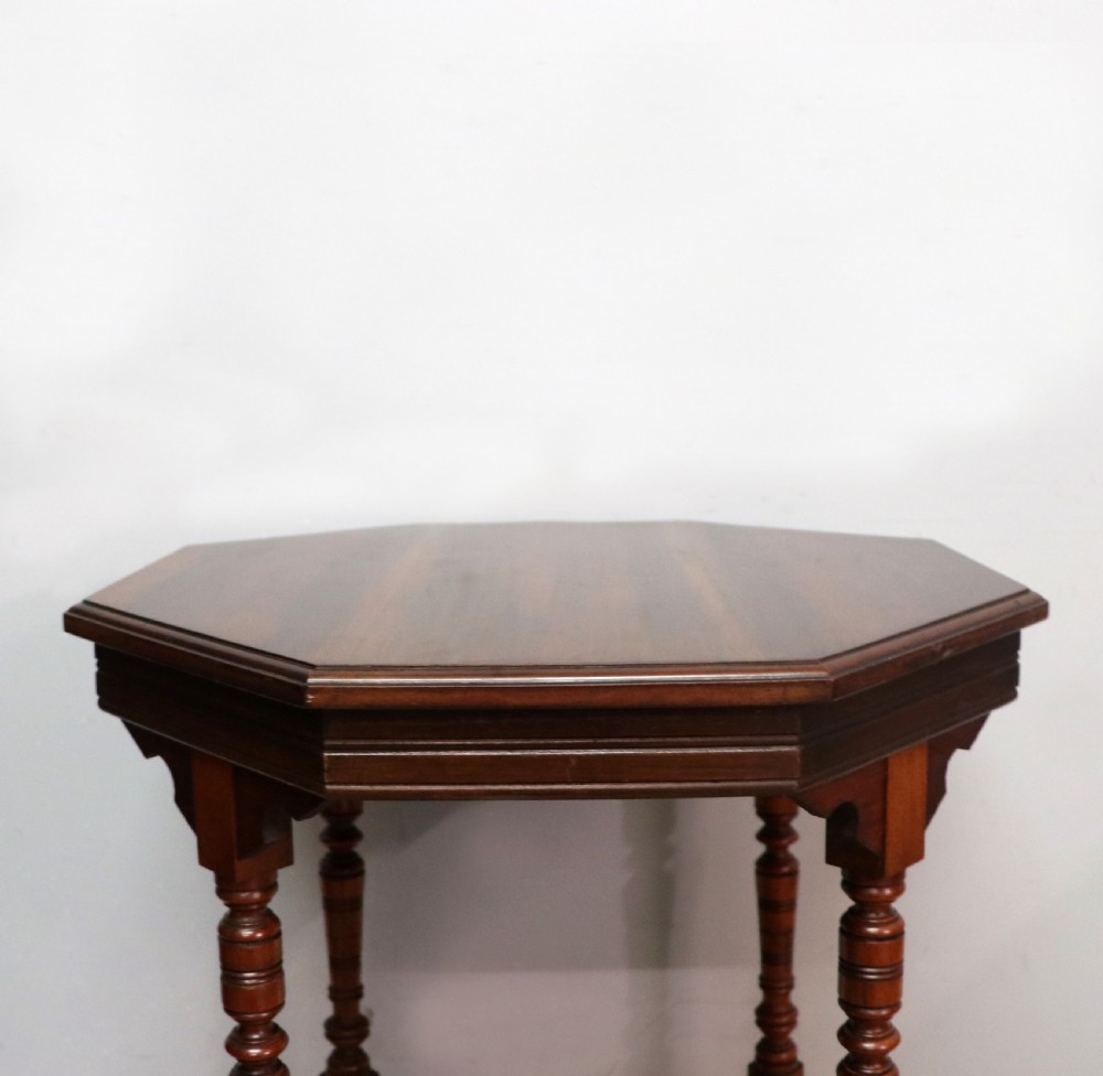 A Late Victorian lovely American walnut octagonal lamp table. View IV