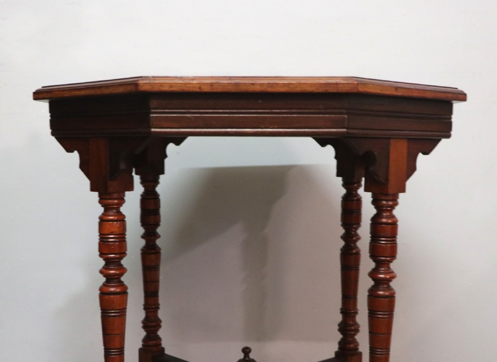 A Late Victorian lovely American walnut octagonal lamp table. View VI