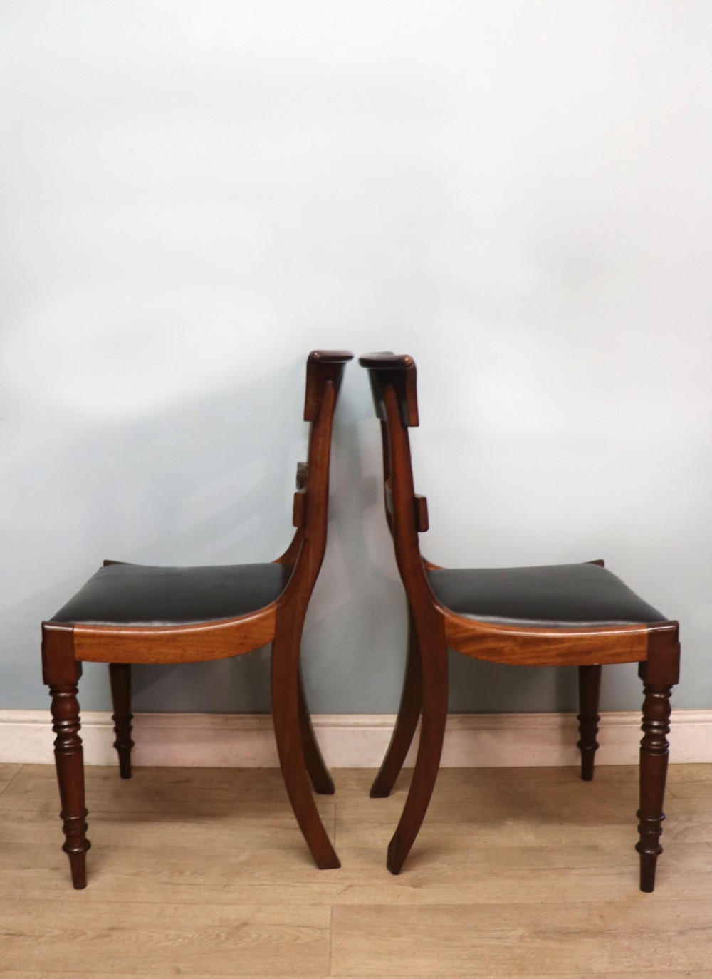 A lovely set of four late Georgian or William IV mahogany bar back dining chairs. View X