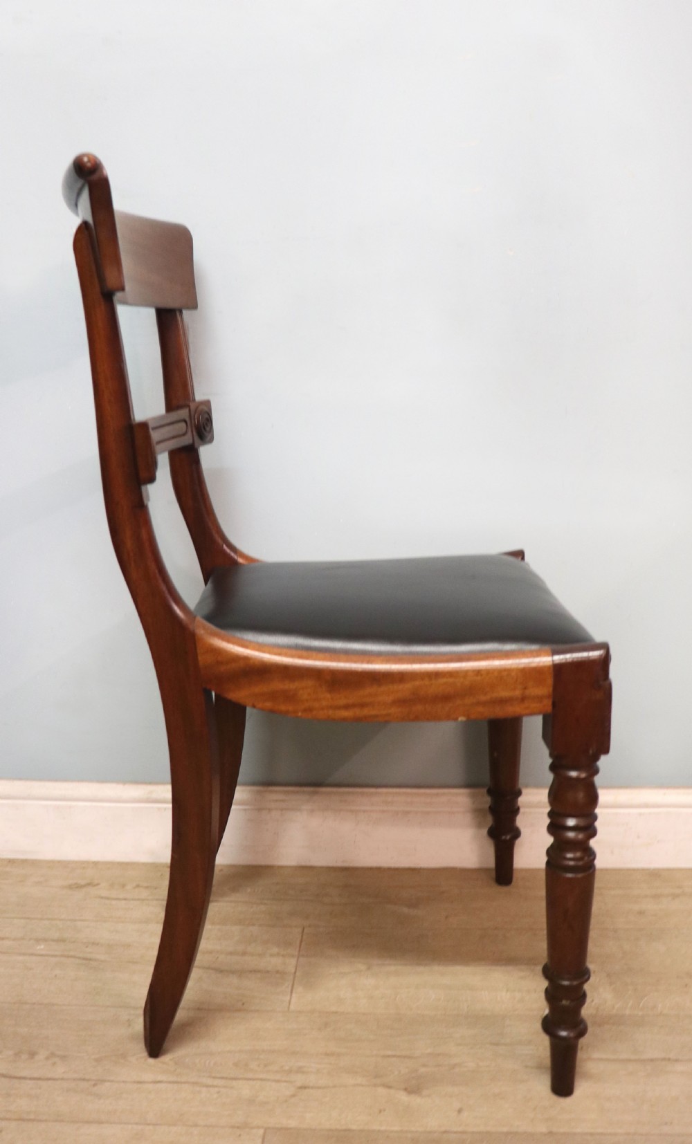 A lovely set of four late Georgian or William IV mahogany bar back dining chairs. View XXI