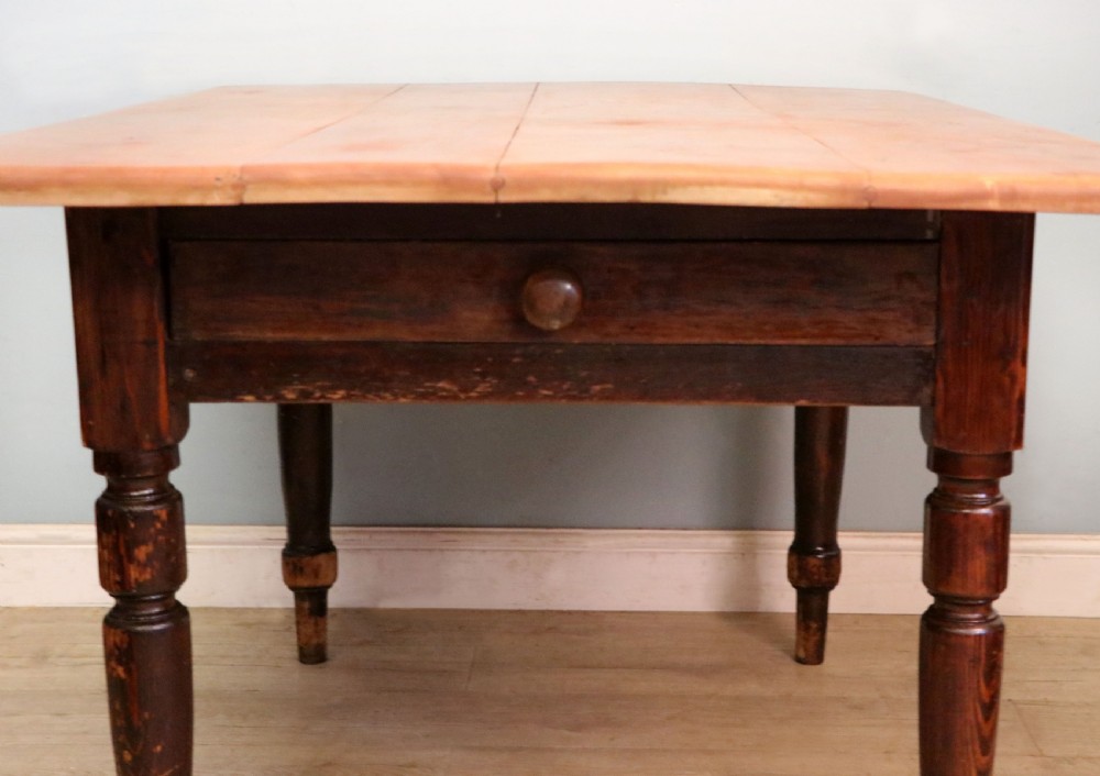 A lovely Victorian pine kitchen table with plank top. View XI