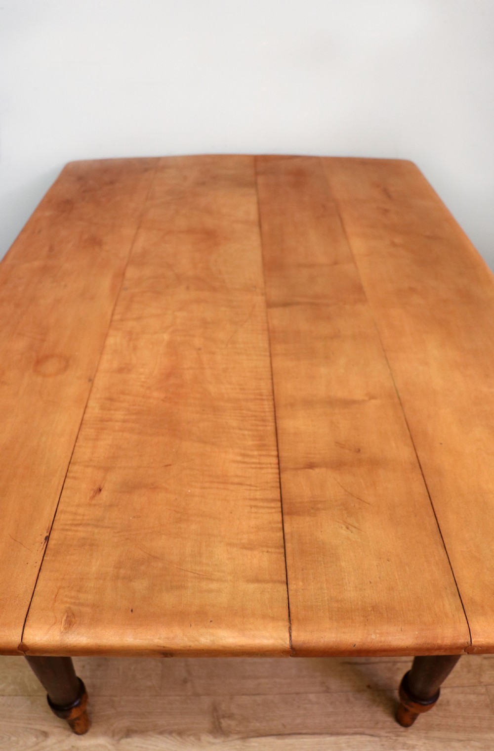 A lovely Victorian pine kitchen table with plank top. View XIII