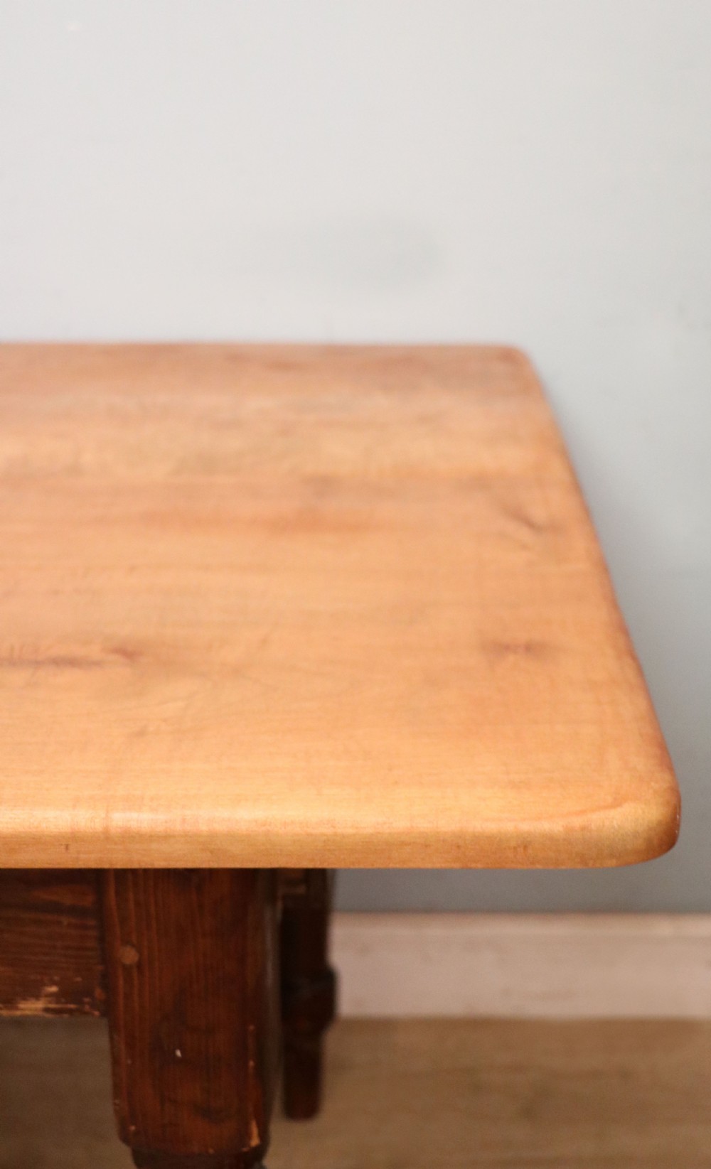 A lovely Victorian pine kitchen table with plank top. View XVI