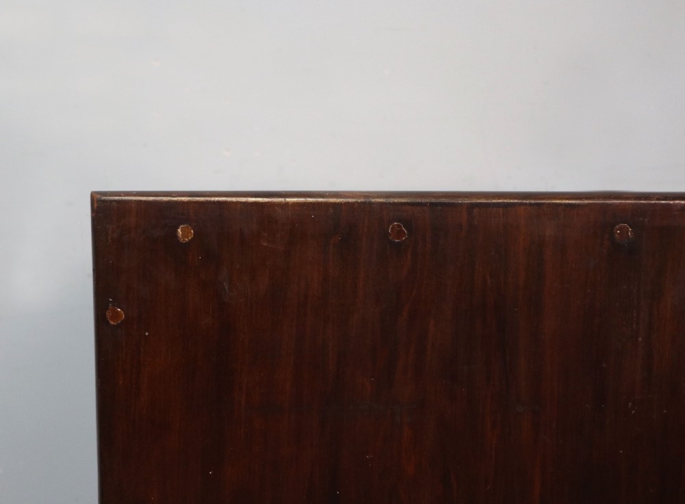 A tall dark wood Art Nouveau coal box featuring botanical marquetry inlay and brass ring handles, supported on castors. View XXI