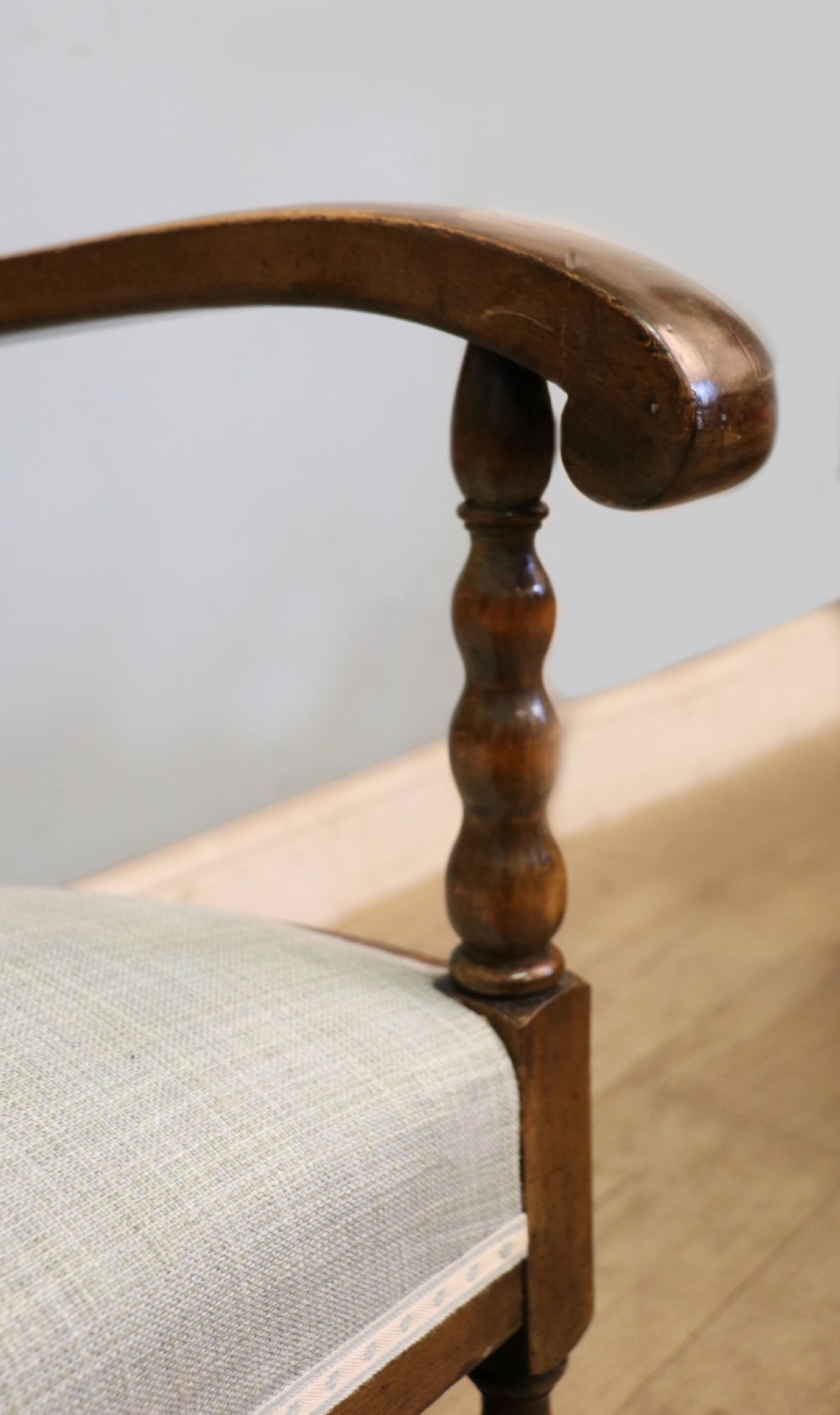  A charming early 20th century two-seater solid oak framed sofa modelled in the late 17th century style.  View XIII